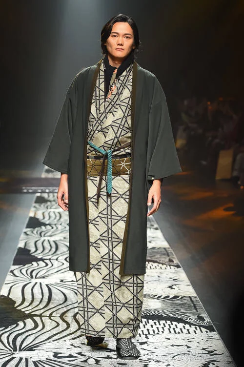 Kimono Geometric Traditional Dark Green Patterned Belt