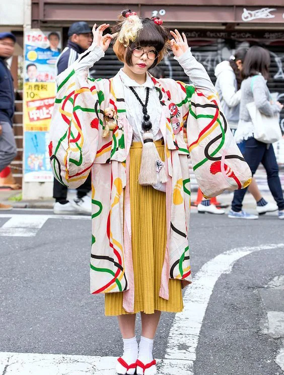Kimono Geometric Yellow Red Green Black