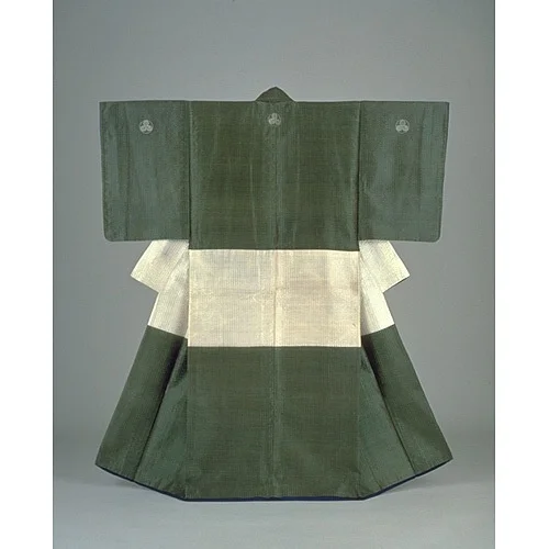 Kimono Green Geometric Elegant Ceremonial