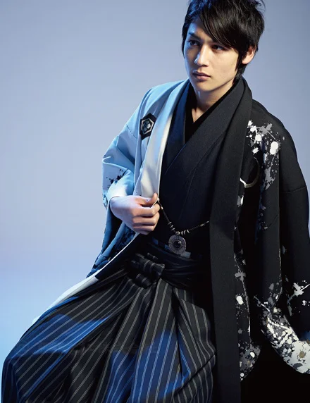 Kimono Haori Stripe Geometric Black White