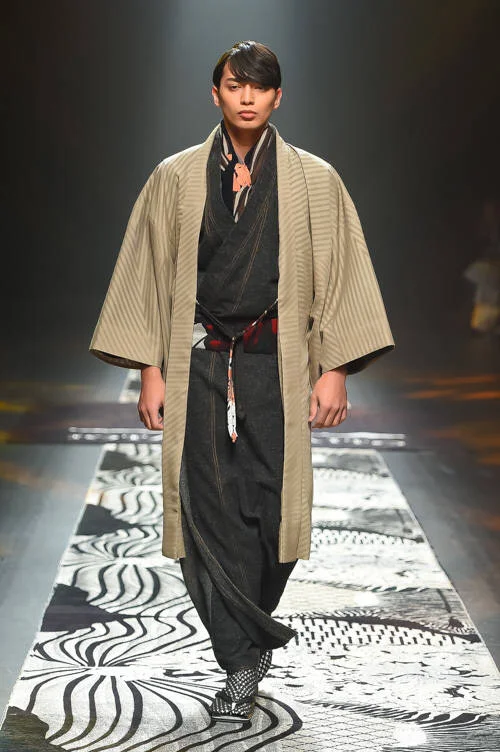 Kimono Haori Stripe Geometric Traditional Fashion