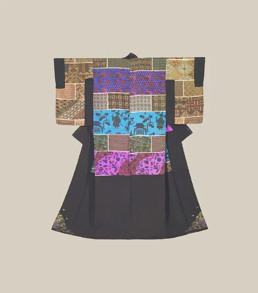 Kimono Multicolored Geometric Floral Stripe Festive