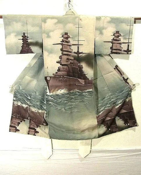Kimono Navy Battleship Wave Geometric Festive