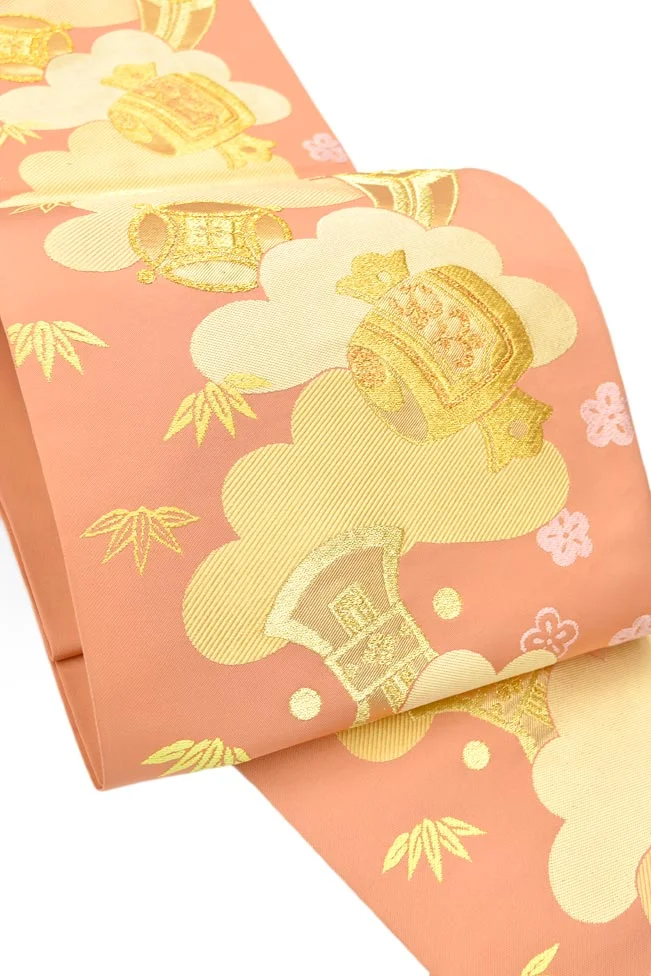 Kimono Obi Floral Cherry Blossom Crane Wave