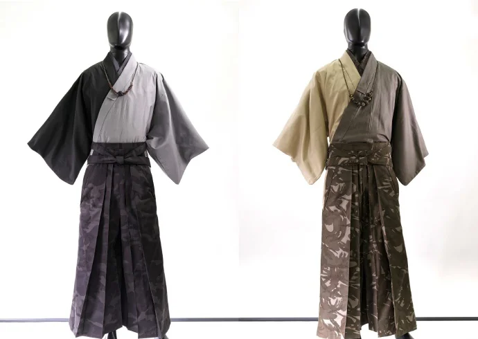 Kimono Obi Geometric Stripe Black Gray