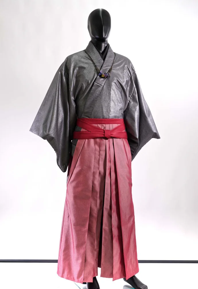 Kimono Obi Red Gray Traditional Japanese