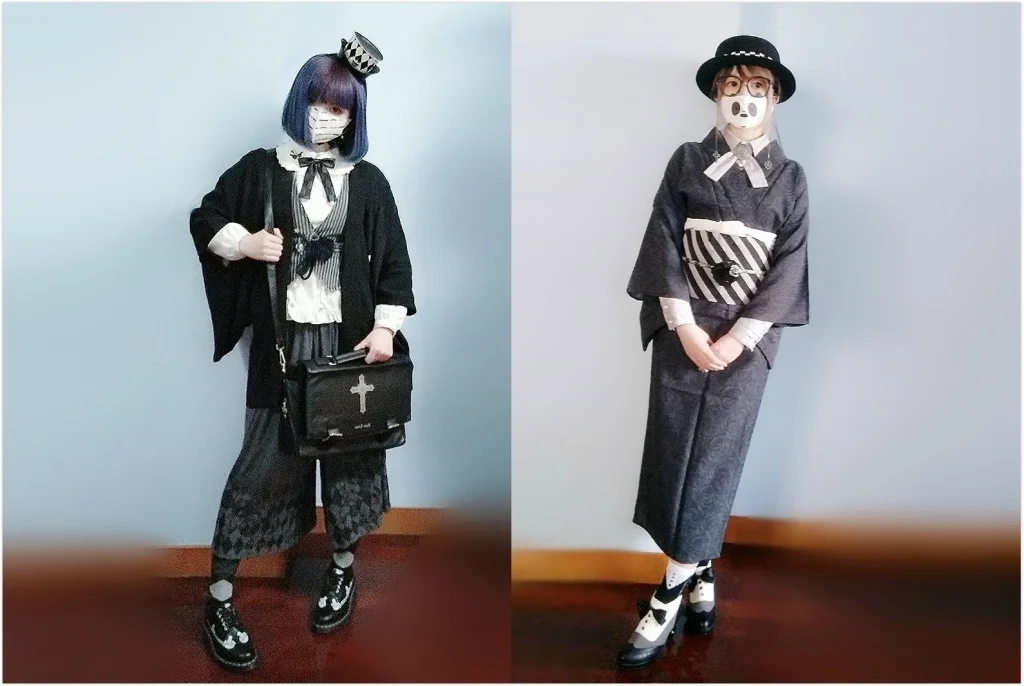 Kimono Obi Stripe Black White Traditional