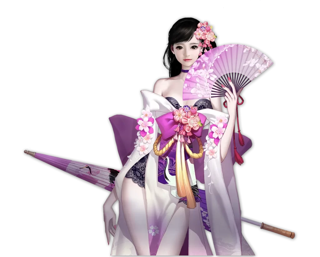 Kimono Purple Floral Cherry Blossom Elegant Festive