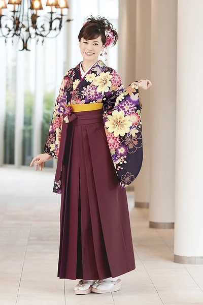 Kimono Purple Floral Elegant Ceremonial