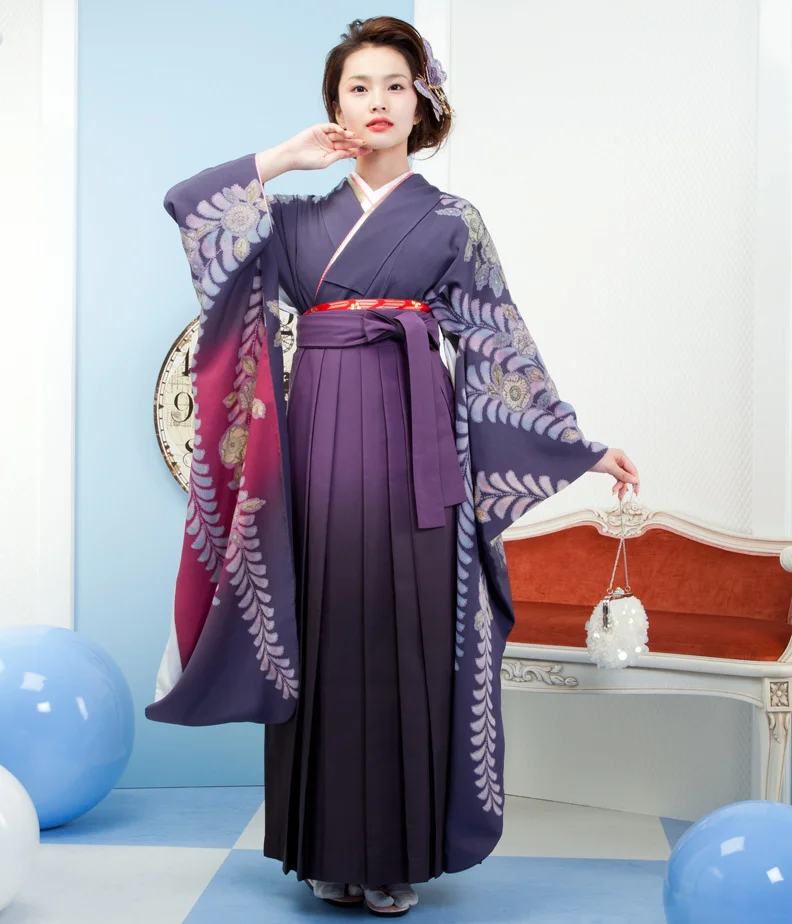 Kimono Purple Floral Obi Traditional Japanese