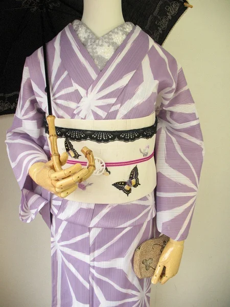 Kimono Purple Geometric Butterfly Elegant Festive