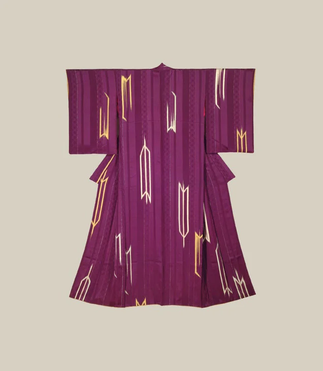 Kimono Purple Geometric Elegant Ceremonial