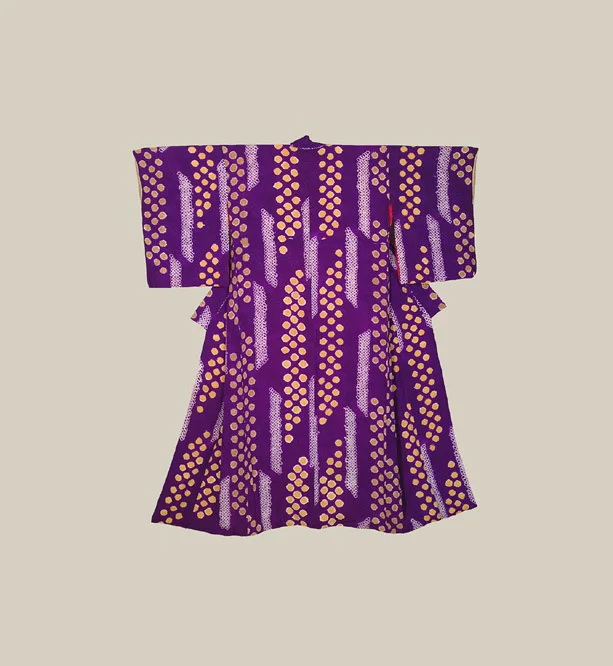 Kimono Purple Geometric Elegant Ceremonial