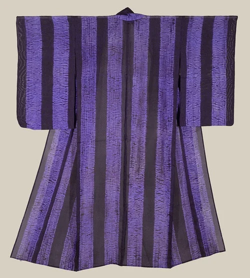 Kimono Purple Stripe Geometric Elegant Ceremonial