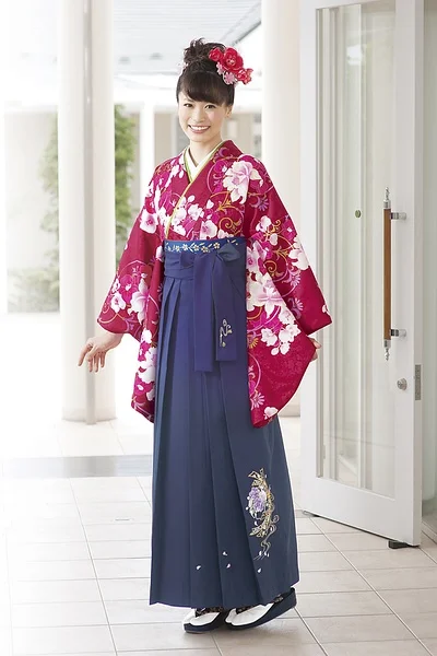 Kimono Red Floral Cherry Blossom Elegant Ceremonial