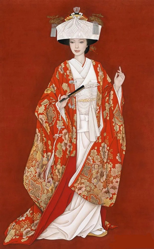 Kimono Red Floral Elegant Ceremonial