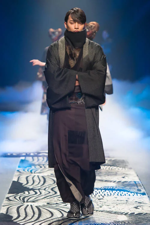 Kimono traditional dark geometric modern fusion