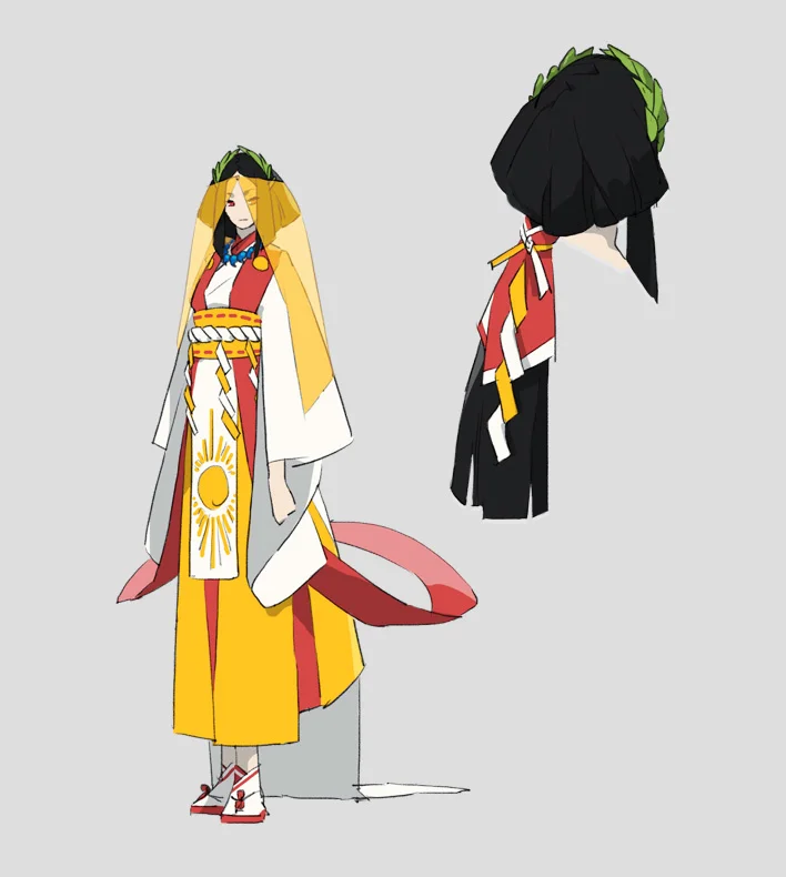 Kimono traditional sun geometric red yellow black