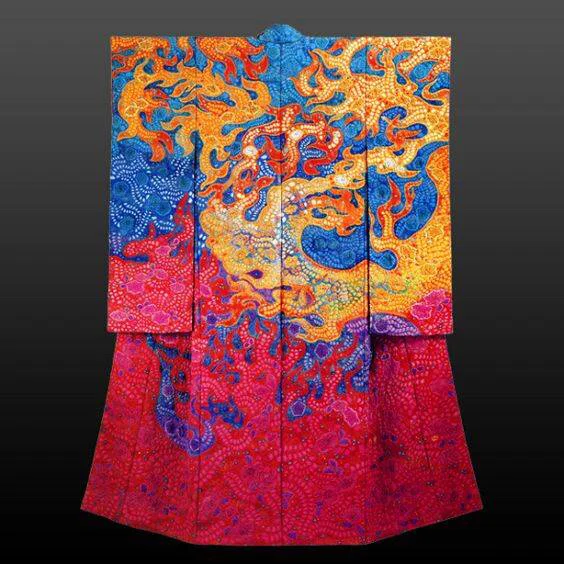 Kimono vibrant abstract floral geometric colorful