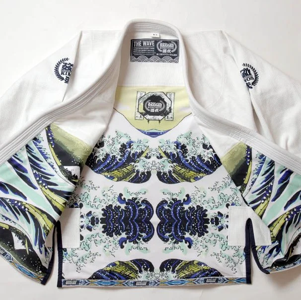 Kimono Wave Geometric Blue White