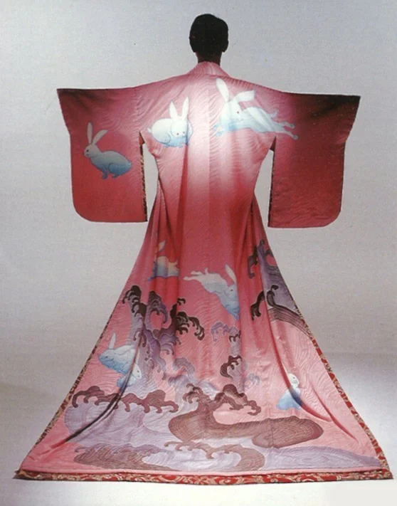 Kimono Wave Rabbit Red Traditional Artistic