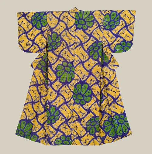 Kimono Yellow Geometric Floral Festive
