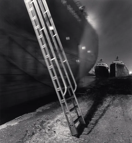 Ladder Harbor Ships Dramatic High Contrast Mysterious