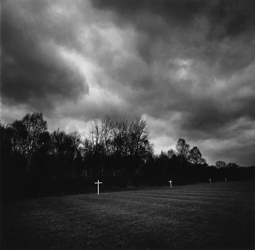 Landscape Dark Cloudy Trees Crosses Mysterious