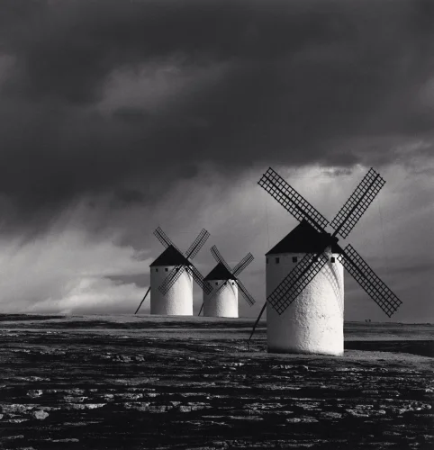 Landscape Windmills Dramatic Textured High Contrast Atmospheric