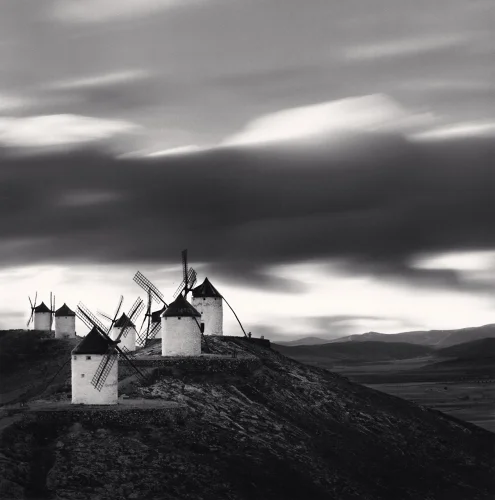 Landscape Windmills Dramatic High Contrast Moody Atmospheric