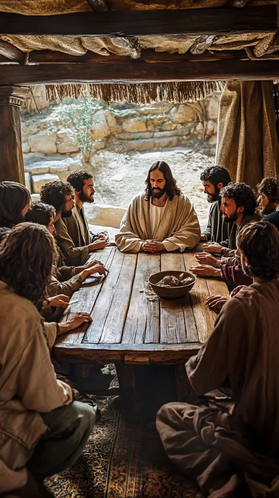 Last Supper Brown Table Disciples