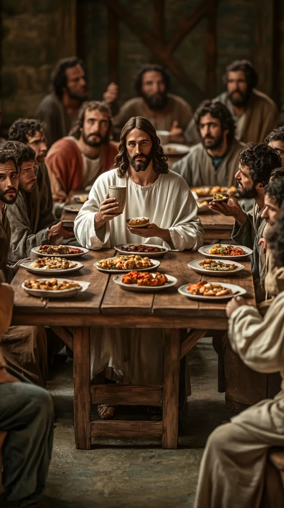 Last Supper White Table Food