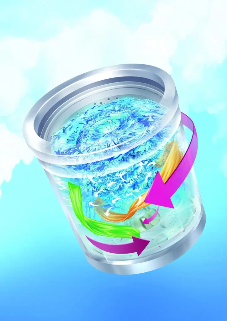 Laundry Detergent Container Clear Blue Liquid Swirls Bright