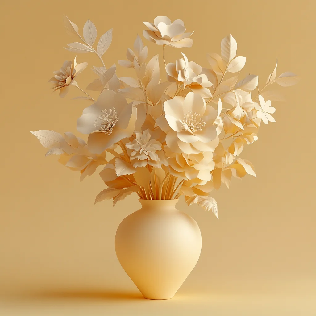 leaf blooming vase paper flower 3D leaves art