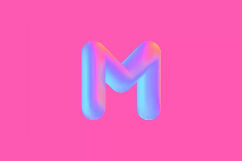 Letter M Pink Blue 3d