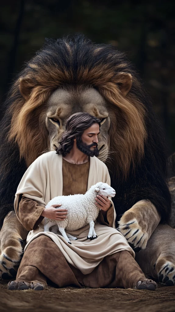 Lion Lamb Peaceful Coexistence