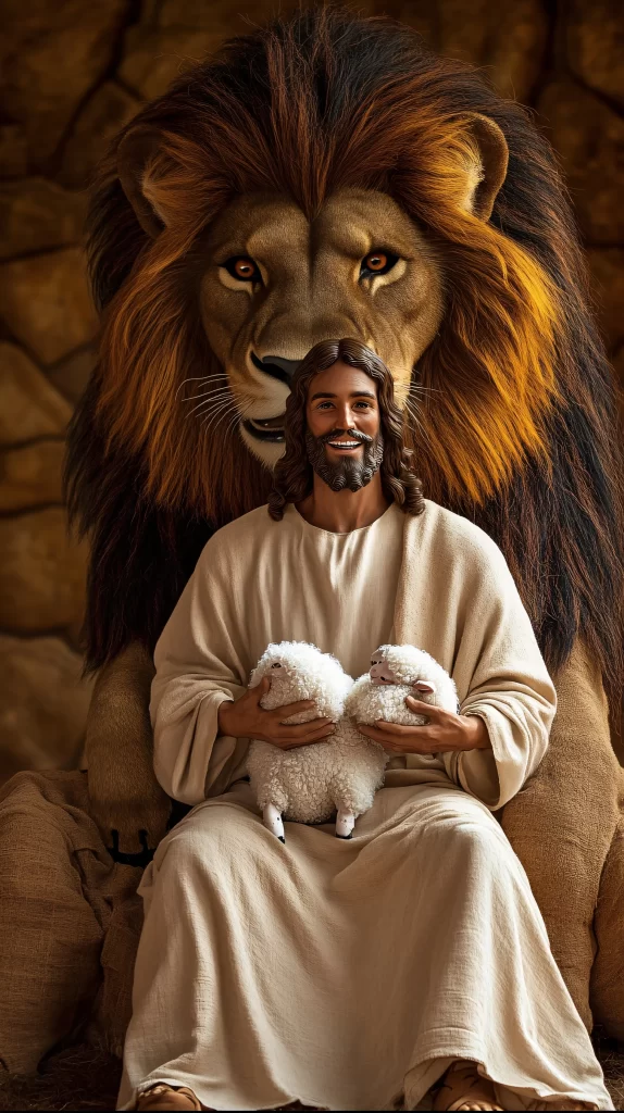 Lion Lambs Peaceful Scene 533