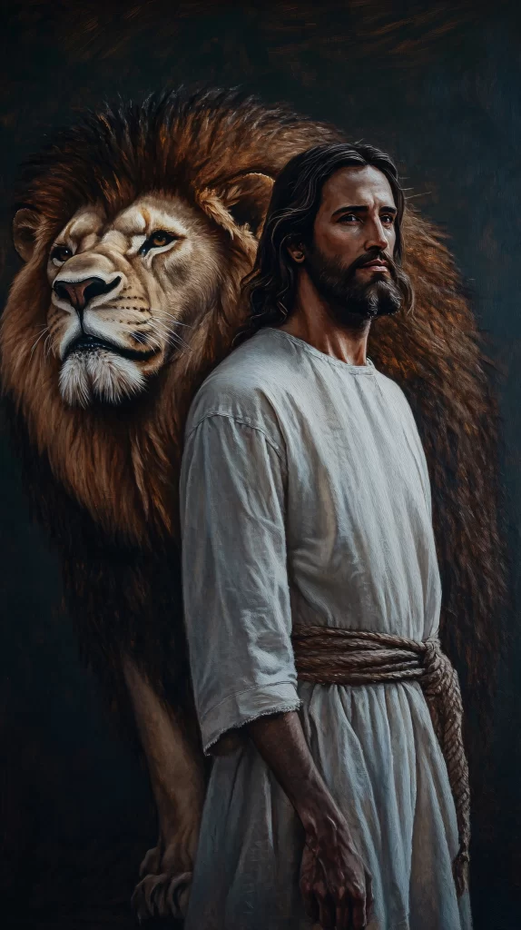 Lion Man White Robe Brown