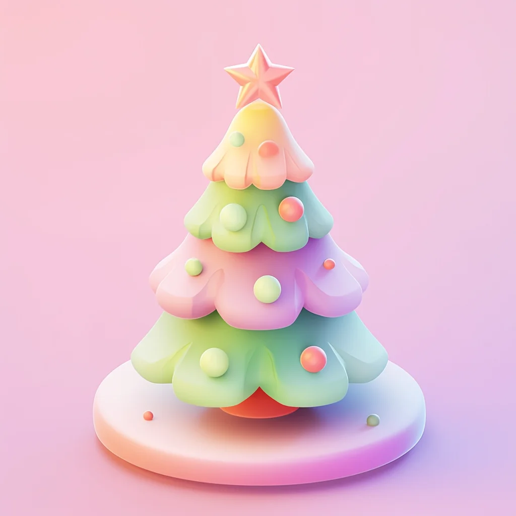 lovely icon cartoon game 3D tree Christmas cute