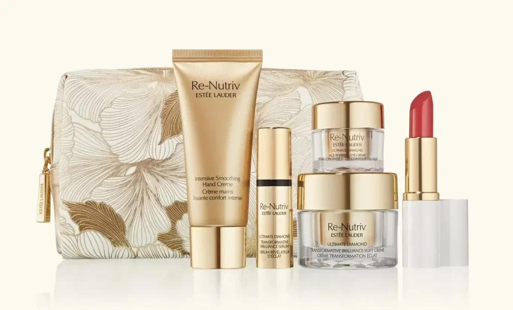 Luxury Cosmetics Gold White Floral Elegant