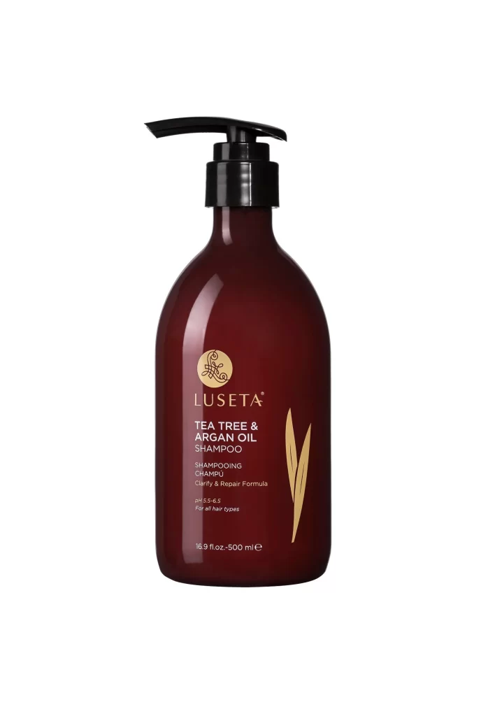 Luxury Haircare Bottle Dark Red Pump Clarifying Formula
