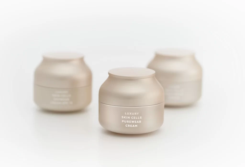 Luxury Skincare Jar Beige Metal Minimalist Cream