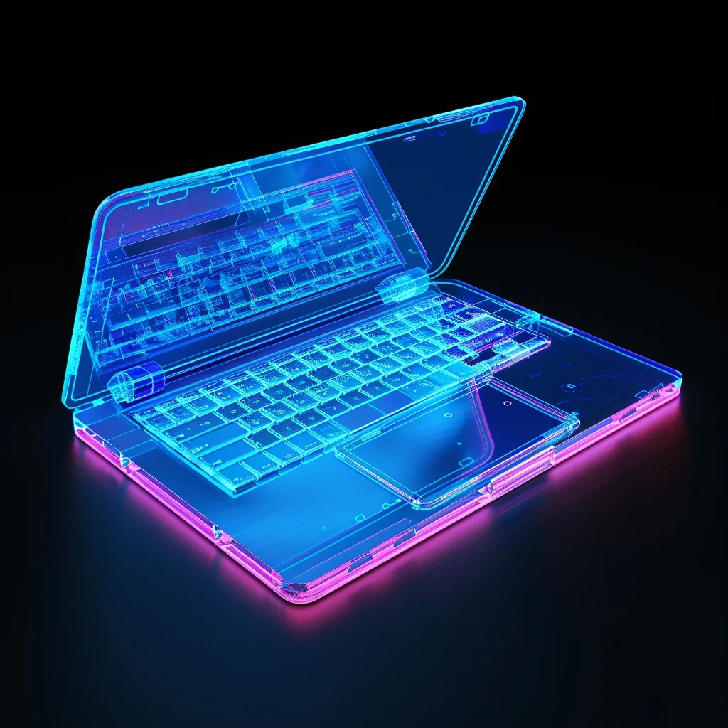 macbook structure 3D laptop transparent blue