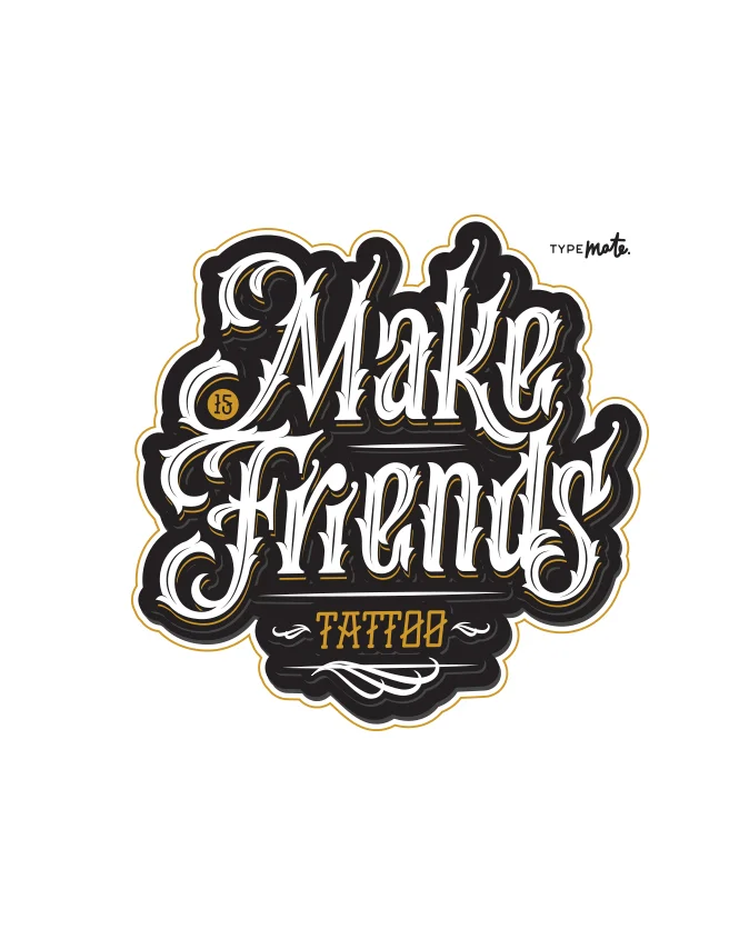 Make Friends Black White Tattoo Sticker