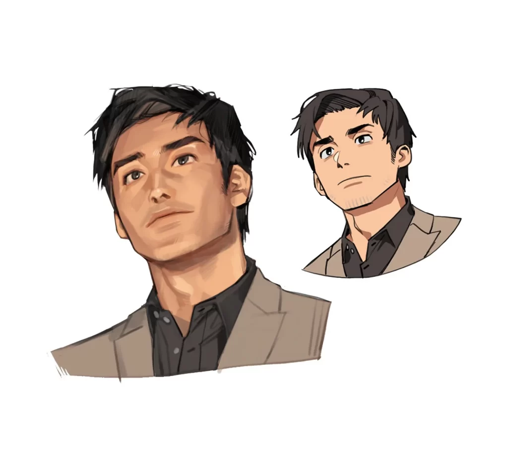 Male Character Suit Black Shirt Brown