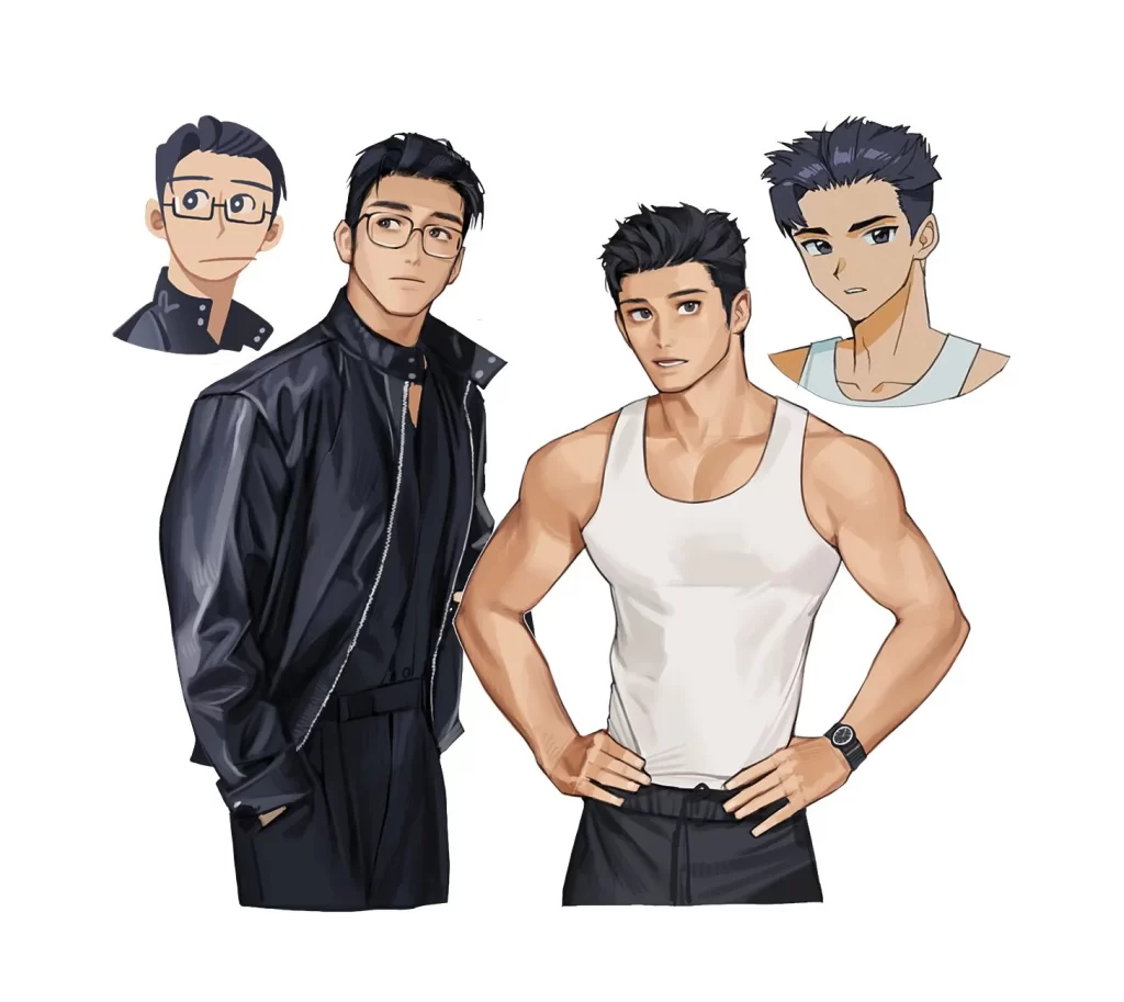 Male Characters Attire Black White Athletic