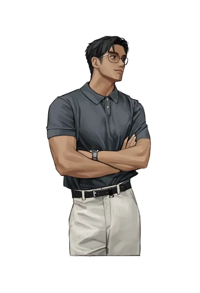 Man Polo Shirt Khaki Pants Blue