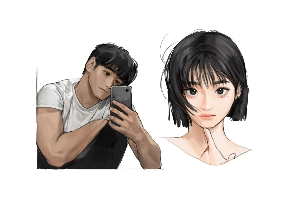 Man White Shirt Black Pants Phone