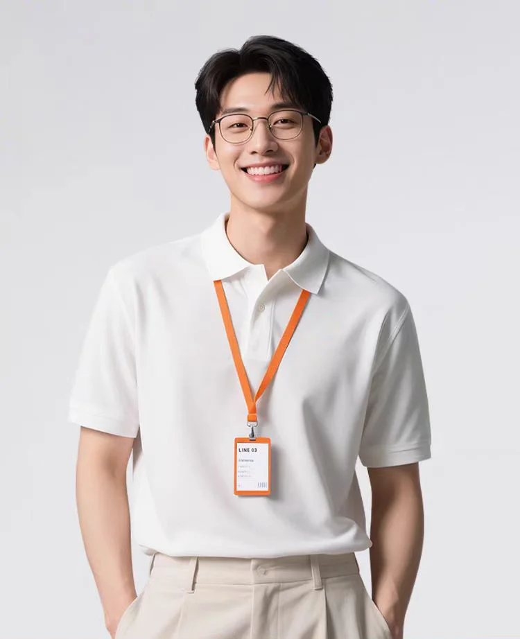 Man White Shirt Orange Lanyard