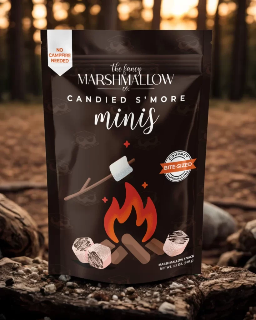 Marshmallow Candied S’Mores Minis Brown Packaging